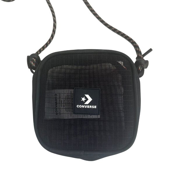 CONVERSE Black Mesh Mini Zip Crossbody Bag - Picture 4 of 5